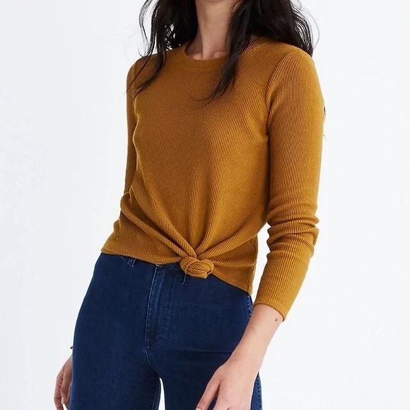 Madewell texture and thread knot front long sleeve shirt - Picture 1 of 6